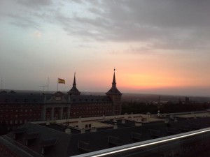 Terraza de poniente hotel exe puesta de sol Te Veo en Madrid