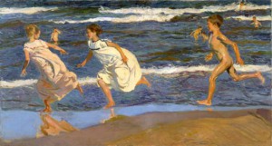 Joaquín Sorolla, corriendo por la playa